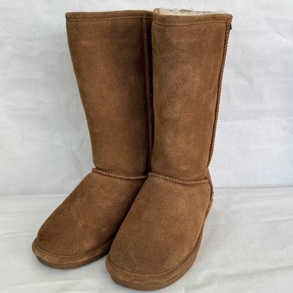 Bearpaw Emma Hickory Suede Mid Calf Sheepskin Wool Mukluks Winter Boots 7 Tall - Picture 2 of 11